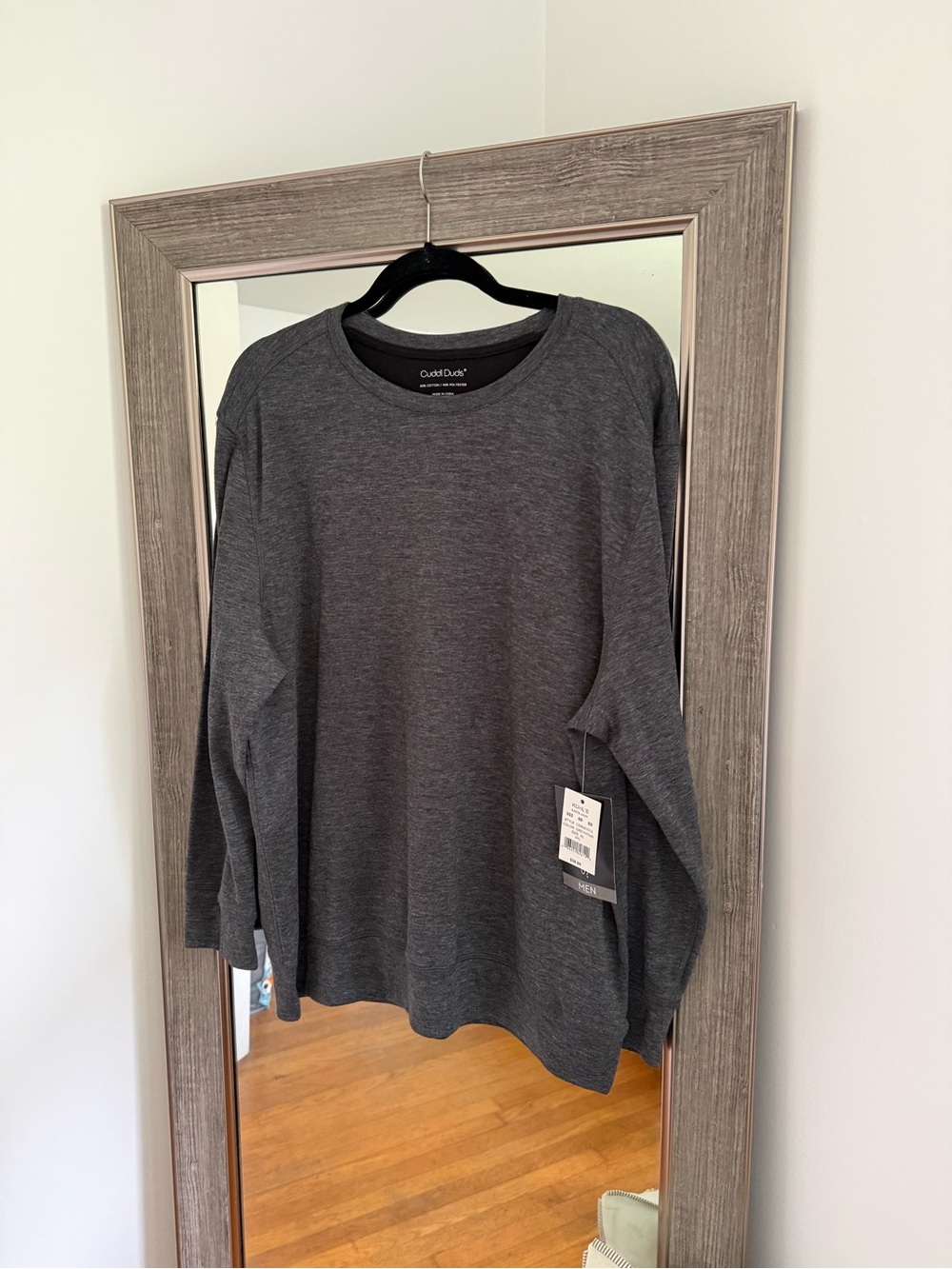 Cuddl Duds Men's Long Sleeve Crew Neck Shirt - Charcoal Gray XL NWT
